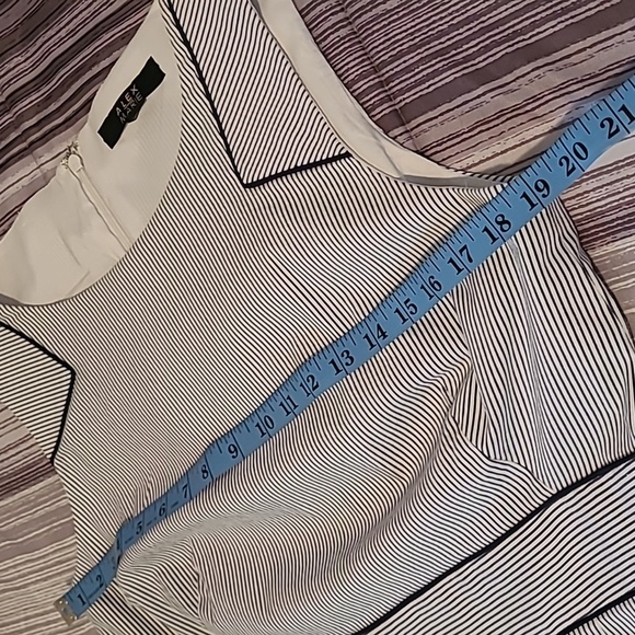 Alex Marie Navy Blue White Striped Sleeveless Cotton Blend Dress Sz 10 Nautical - Picture 11 of 13